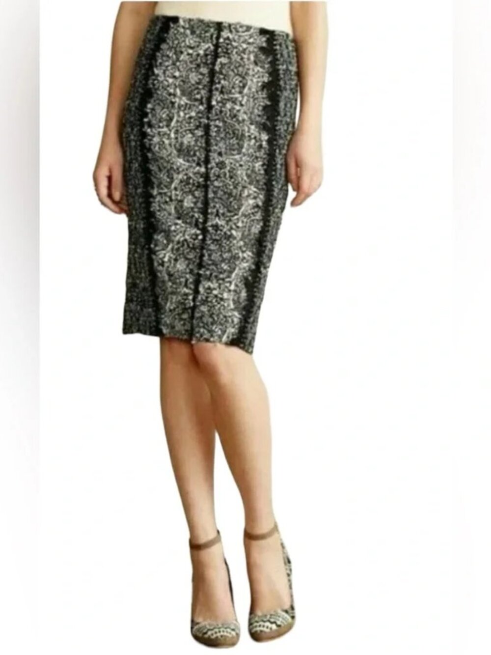 Anthropologie Beguile by Byron Lars Sombra Laser Cut Pencil Skirt Sz 6